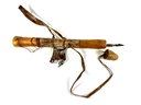 Tribal Carved Wood & Rawhide Quiver And Arrows