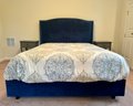 Navy Upholstered Queen Size Bed Frame