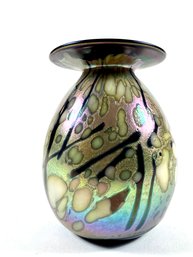 Signed Handblown Iridescent Art Glass Vase
