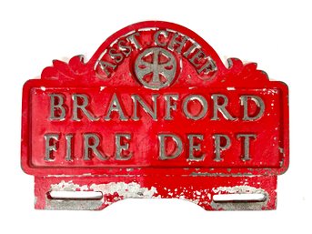 Vintage 'Branford Fire Dept' Metal Sign