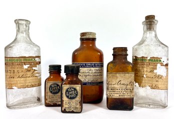 Antique Guilford & Branford Conn. Pharmacy Bottles