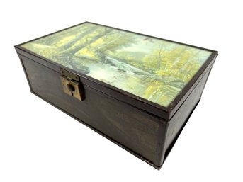 Antique Mirrored Box With Landscape Scene