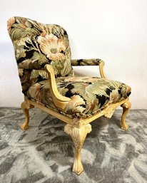 Carved Wooden Upholstered Arm Chair - Lot (B)