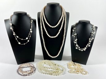 Lot Of Pearl Necklaces & Bracelets