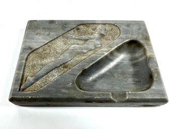 Art Deco Marble Ashtray - Depicting A Nude Woman
