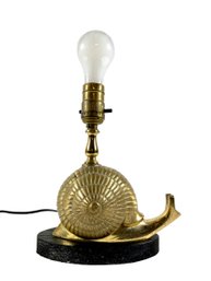 1930s Solid Brass Snail Table Lamp
