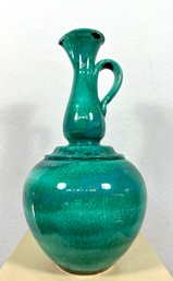 Lovely Blue-Green Hand Signed French Pitcher