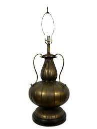 Monumental Tri-Handled Brass Table Lamp