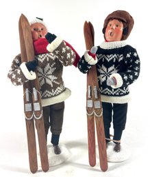 (2) Byers' Choice Carolers 'man & Woman With Skis'