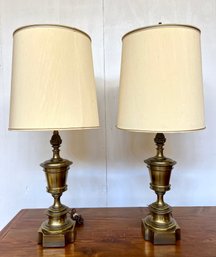 (2) Heavy Solid Brass Stiffel Table Lamps