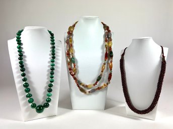 (3) Glass Bead Necklaces