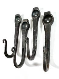 (4) Forged Horseshoe Nail Hooks