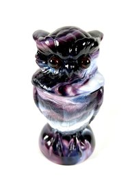 1970 Slag Art Glass 2 Piece Owl By Imperial