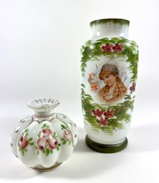 Hand-painted Wavecrest Vase & Fenton Cologne