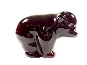 (1) 1940s Amber Art Glass Sculpture Of A Bear By New Martinsville - Lot (A)