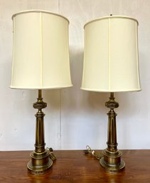 (2) Heavy Solid Brass Stiffel Table Lamps