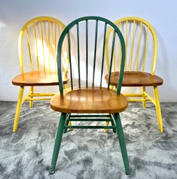 (3) Solid Maple & Painted Side Chairs