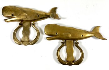 Pair Of Solid Brass Whale Door Knockers