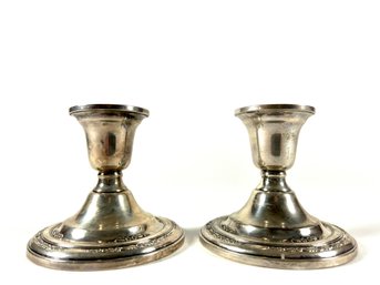 (2) Sterling Silver 'Courtship' Candleholders By International Sterling