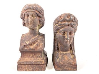 (2) Cast Iron Busts Of Greek Figures