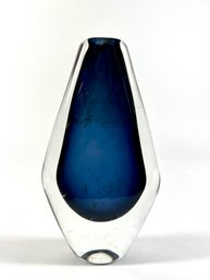 Nils Landberg Signed Orrefors Sommerso Art Glass Vase