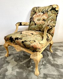 Carved Wooden Upholstered Arm Chair Lot (A)