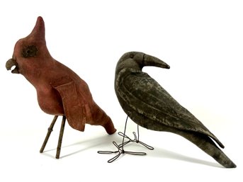 (2) Antique Hand Sewn Birds