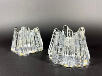 A Pair Of Swedish Crystal Candle Holders