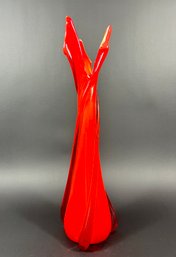 Murano 3-Pointed Hand-Blown Twisted Art Glass Vase