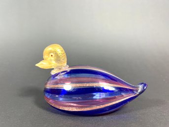 Murano Striped Art Glass Duckling (Hairline Crack Pictured)