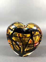Vintage Millefiori Heart Shaped Art Glass Vase