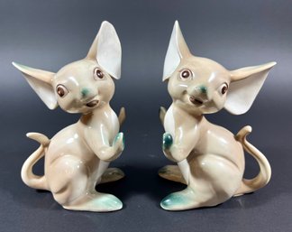 A Pair Of 1975 Porcelain Mouse Figurines - Aldon, NY - Japan