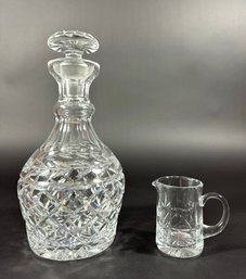 Waterford Crystal Decanter & Unmarked Miniature Pitcher