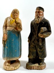 Wood Carved Figures 'Bubbe & Zaydi'