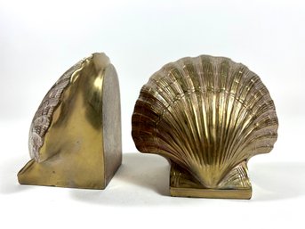 A Pair Of Cast Aluminum Seashell Bookends