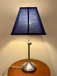 Brushed Aluminum Table Lamp - Blue Shade