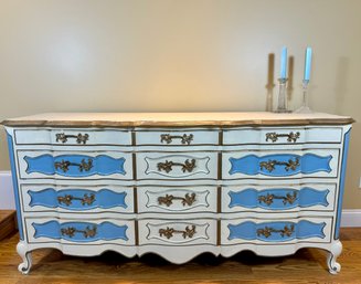 Vintage French Provincial 12-drawer Painted Dresser