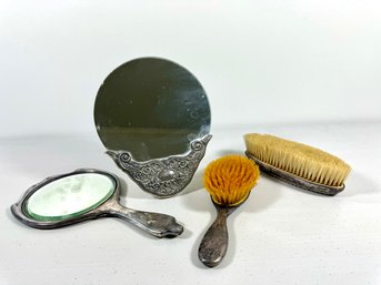 19th C. Vanity Mirrors & Brushes