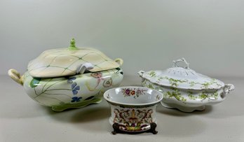 Ceramic Soup Tureen, Lidded Porcelain Casserole & Chinese Porcelain Footed Container