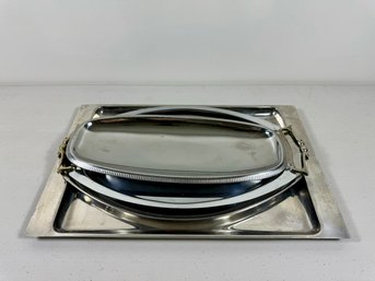 (4) Stainless Steel Platters/trays