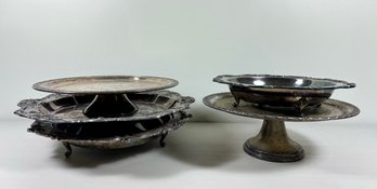 Grouping Of (5) Antique Silver Plate Bowls & Cake Stands