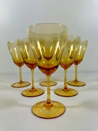 Set Of (6) Amber Wine Glasses
