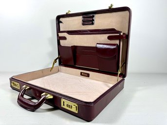 Excellent Condition Burgundy Top Grain Leather Briefcase