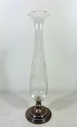 Sterling Silver Etched Glass Vase