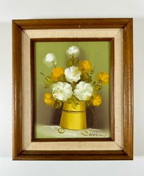 Mid-century Oil On Board Flower Painting - Signed Weston