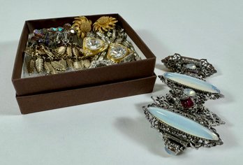 Grouping Of Costume Jewelry - Clip-on/screw Back Earrings & (1) Bracelet