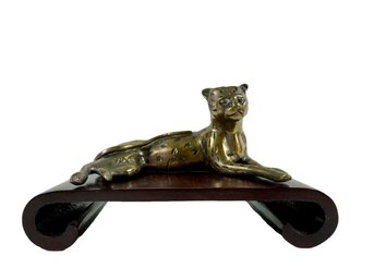 Metal Sculpture Of Resting Cheetah