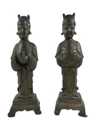 (2) Ancient Chinese Bronze Female Attendants