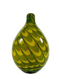 Green & Yellow Art Glass Vase