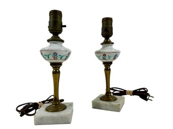 A Pair Of 19th C. Marble Based Lamps